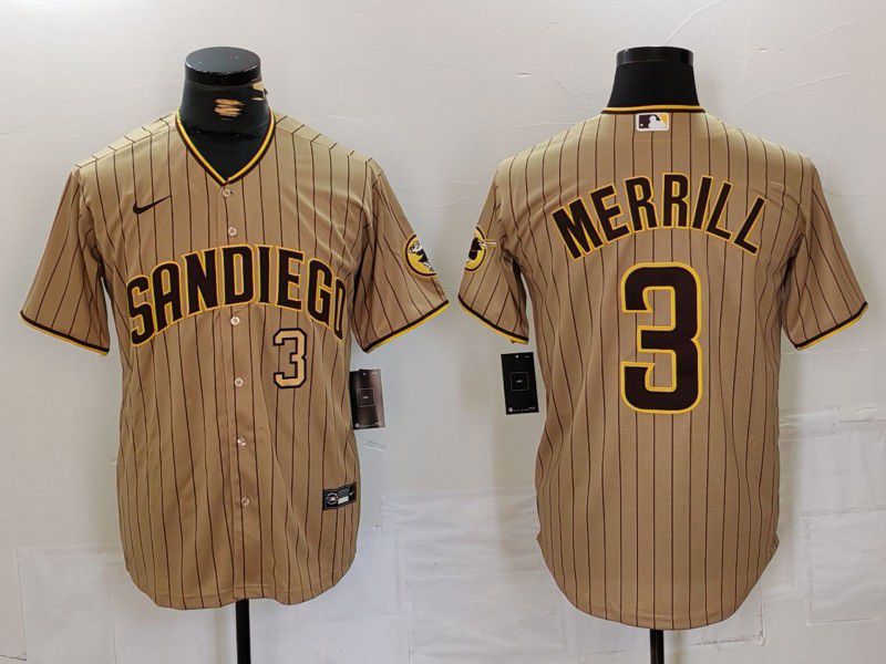 Men San Diego Padres #3 Merrill Brown stripe Game 2024 Nike MLB Jersey style 2